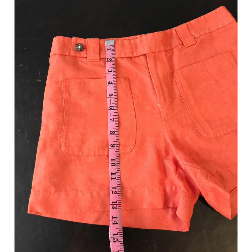 Anthropologie Daughters of the Liberation Linen Shorts 8 Orange High Rise - Picture 6 of 11